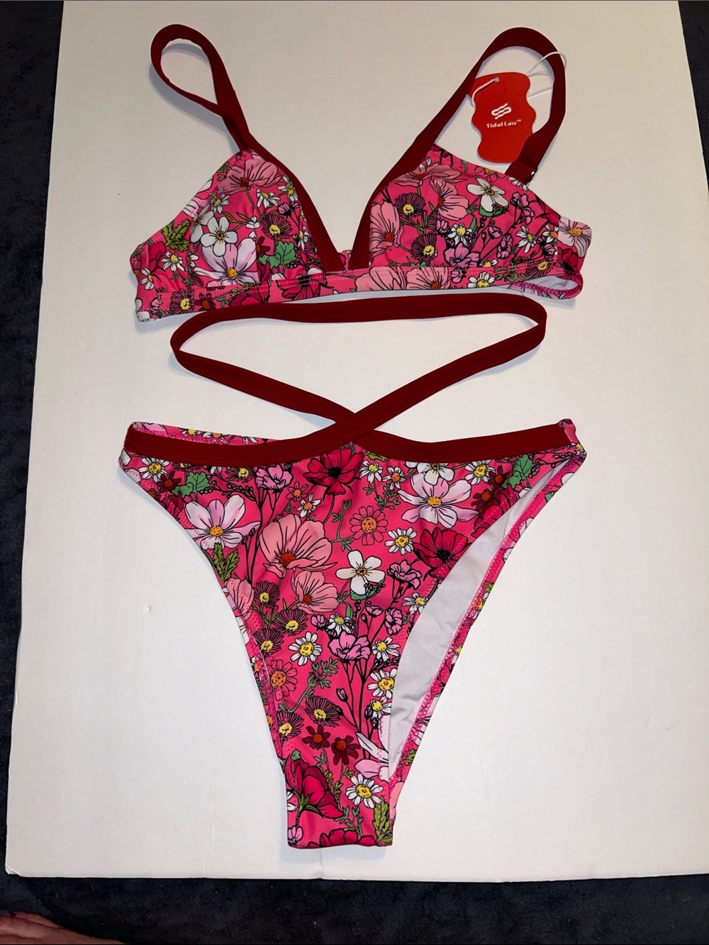💐 10 for $50 Pink Floral Strappy Bikini Set
